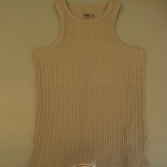 Faherty Beige Ribbed Tank Top - Picture 1 of 3